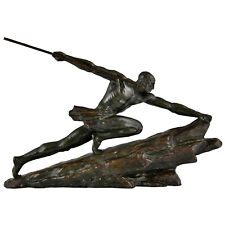 Art Deco bronze sculpture athlete with spear Pierre Le Faguays picture
