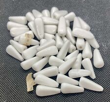 Vintage Pre-War Japan 22 mm White Taper Triangular Glass Beads Lot of 48 picture