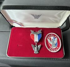 Boy Scouts Eagle Scout Medal 1980's Set with Badge & Medal In Original Case BSA picture
