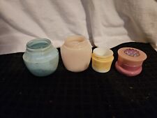 Lot 4 Vintage Ponds And Unbranded Jars Bottles Blue Pink And Yellow picture