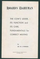 c1945 Hoard's Dairyman Cow's Udder Function & Care Dr. Petersen Dairy Farm Milk picture