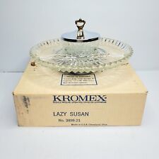 Kromex Revolving Lazy Susan 4 Piece Chrome Center Dish Original Box picture