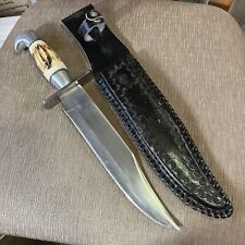 Vintage, Large, Custom Bowie, Unmarked, Stag, Custom Sheath picture