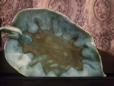 Vintage Mid Century Ceramic Deco Leaf Shape Bowl~Mint Green picture