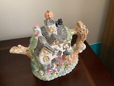 Fitz & Floyd Omnibus Halloween Haunted House Ceramic Teapot picture