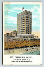 c1923 DB Postcard Atlantic City NJ St Charles Hotel Beach Boardwalk picture