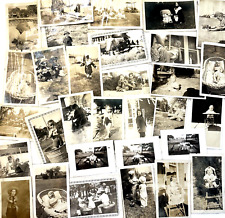 ANTIQUE VTG B&W Sepia Photograph Lot of 30 1920s 1930s Horses Houses Babies Kids picture