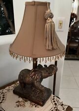 Pair Vintage Lamp Elephant Resin Bronze Finish HEAVY Trunk Up 15.5 x 13 x 5