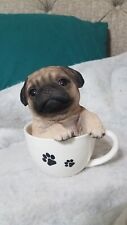 Pug In A Cup Statue Figurine Unbranded 4×4× 5 1/2