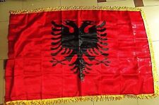 NEW ALBANIAN  EAGLE FLAG WITH FRINGE-130 CM X 90 CM-ALBANIA SOUVENIR-SPORT-CUTE picture