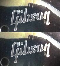 2 Gibson Headstock Logo, Die-Cut, Silverleaf Decal, OEM Size, MADE IN USA picture