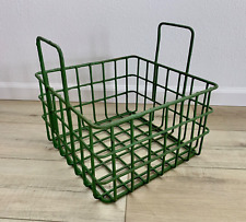 Antique Vintage Green Heavy Coated Wire Metal Basket Estate Barn Find Decor Nice picture