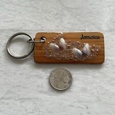 Jamaica Sand and Shells Wood Souvenir Travel Keychain Key Ring #44050 picture