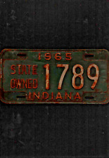 Vintage 1965 STATE OWNED INDIANA  License Plate - Crafting Birthday MANCAVE slf picture