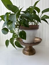 Vintage Copper Plant Stand Vintage Copper Pedestal Bowl Pedestal Platter picture