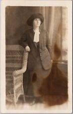c1910s GRAND RAPIDS, Michigan Studio RPPC Postcard Woman Nice Dress Hat Fashion picture