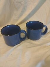 Vintage MARLBORO UNLIMITED Blue Speckle POTTERY Coffee Mugs Set of 2 EUC picture