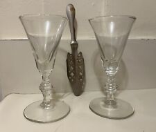 Vintage Absinthe 2 Glasses and Spoon set Silver Glass 1970s French Cross picture