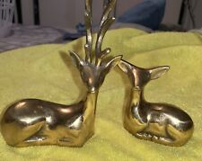 Vintage Solid Brass /Smooth Finish  Buck & Doe Figurines picture