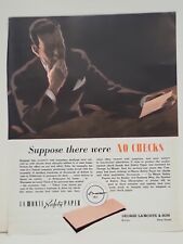 1942 La Monte Safety Paper Fortune WW2 Print Ad Q2 Checks Nutley, NJ picture