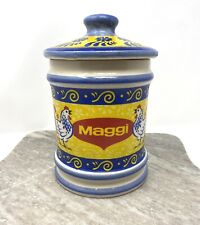 Maggi Ceramic Canister CookieJar & Lid Mexico by MonHos Rooster Vintage CHIP picture