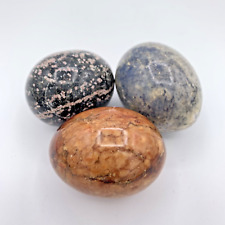 3 Vintage Italian Alabaster Eggs Antique Natural Stones Mid Century Modern MCM picture