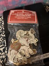 6 Carousel Animal Cardboard Christmas Ornaments Merrimack ostrich lion pig horse picture