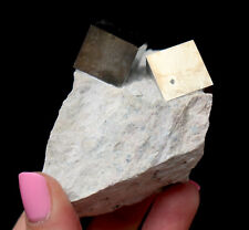 Pyrite Sharp Brilliant Golden Cubic Crystals On Matrix Spain 7.5 Cm's 231 Grams picture