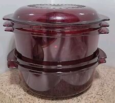 Tupperware TupperWave  Cranberry 5 Piece Set Steamer Microwavable 1998 Vtg NEW picture