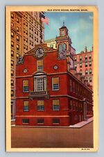 Old State House Boston Massachusetts MA Linen Postcard picture