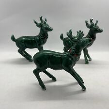 Vintage Lefton Ceramic Christmas Holly Green Deer Standing Tail Up Down Flawed picture