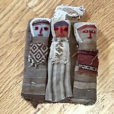 Antique Peruvian Chancay Funerary Doll 5.5” T X 5”W With 3 People Peru picture