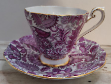 Vintage Royal Standard England Fine Bone China Purple Paisley Tea Cup & Saucer picture