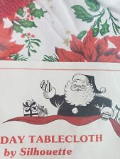 Vintage Vinyl Christmas Round Tablecloth with 4 inch Fringe in Original Package picture