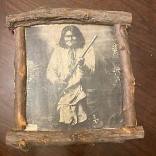 GERONIMO wood/tree framed picture native american vintage picture