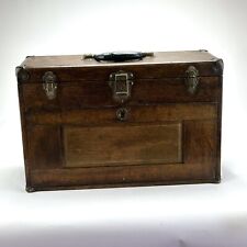 Antique Machinist Wood Toolbox Velvet Lining Multiple Drawers Work Station Box picture