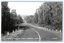 Eagle Harbor Michigan MI Postcard RPPC Photo Entering Cars Road Scene c1940's picture