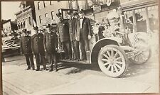 RPPC Firemen Stand by Firetruck Antique Real Photo Postcard c1920 picture