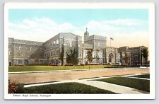 c1920s~Dubuque Iowa IA~Senior High School~Flagpole~Vintage Antique Postcard picture