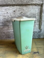 Vintage 1950's Turquoise Plastic Cookie Bin Storage Canister Mid Century Retro picture