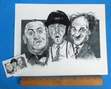 THE THREE STOOGES Crazy Caricatures Cards 2023 Original HAND PAINTED Art 11 X 14 picture