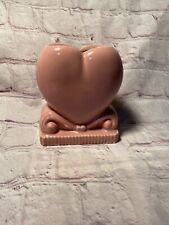 Morton Pottery Stoneware Pink Heart Ceramic Scroll Heart Vase Planter Vintage picture