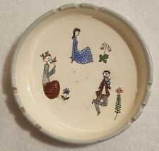 Vintage Ceramic Woman With Flowers And Violin Player Cute Ashtray Large Rare picture
