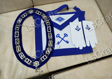 MASONIC BLUE LODGE OFFICER TREASURE APRON SILVER CHAIN COLLAR AND JEWEL picture