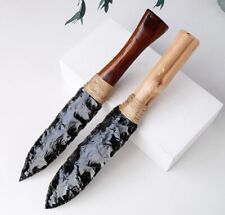 Natural Obsidian Crystal Knife Fixed Blade Black Knife Dagger Polished Knife picture