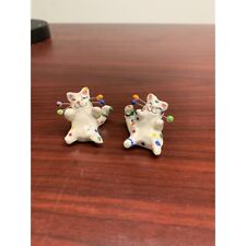 Vintage Miniature Amy LaCombe  Ceramic Polka Dot Cat Figurines Set Of 2 Please R picture