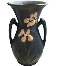 Vintage Roseville 920 -7 Blue Iris Vase Double Handle 7