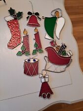 Vtg 1970's Stained Glass Christmas 3D Sun Catchers Hand Made 8pcs Multicolor  picture