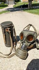 WW2 German 1940s M31 Gas Mask with Canister and Straps picture