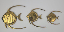 MCM Retro Solid Brass Angel Tropical Fish Wall Art Plaque Set of 3 Decor picture